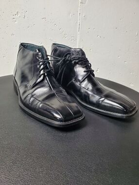 Classic Black Leather Lace-Up Men's Dress Boots Giorgio V Italy Made Sz 9